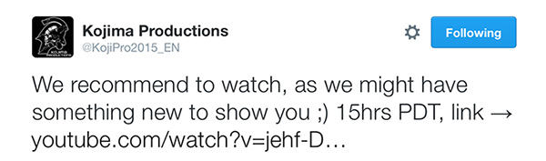 Kojima-Comic-Con-Talk-KojiPro-Tweet