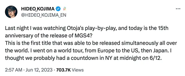 Hideo Kojima tweeted and quoted first, then deleted, this japanese tweet in  which he linked the Metal Gear Solid V Ground Zeroes opening cutscene to  celebrate its 9th Anniversary in 🇺🇸 for