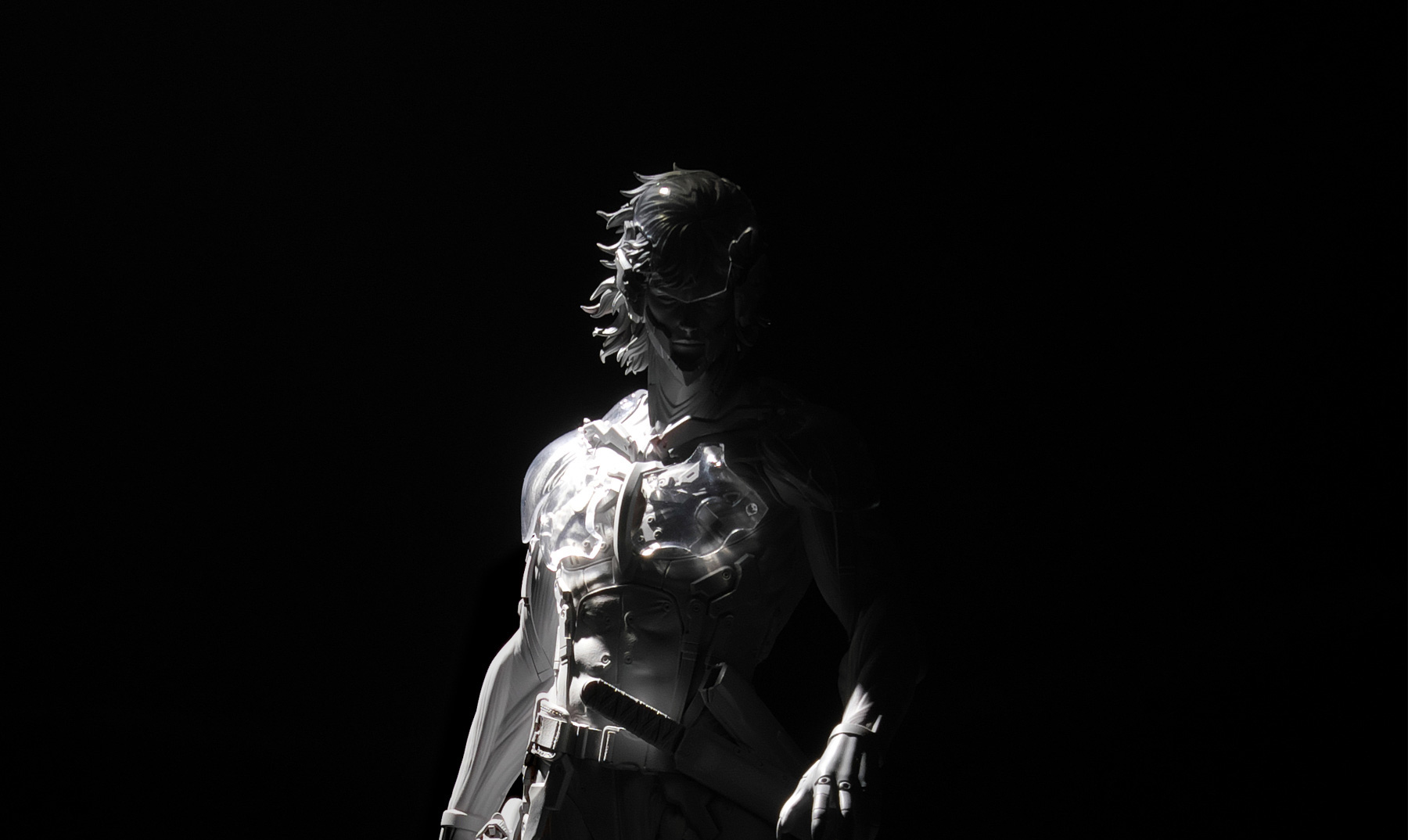 Raiden MGS4 and Naked Snake statues by Gecco on display at
